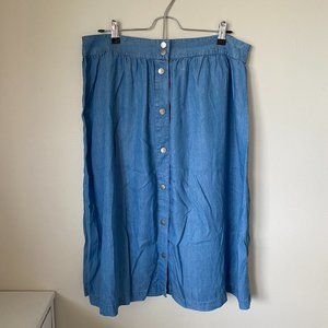 Simons Blue Chambray Button Front Midi Skirt